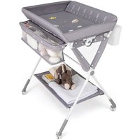 Table à Langer pour Bébé COSTWAY-Pliable-Hauteur Réglable 3 Niveaux-Poubelle-Panier de Rangement-Étagère-Roue Verrouillable-Gris