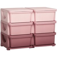 Boîte de Rangement Jouets Enfant 6 Tiroirs Plastique Organiseur Chambre Fille Commode Rose Coffre Siège Salle de Jeux