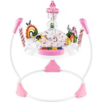 Trotteur Bébé Musical Jumperoo COSTWAY-6 Jouets Interactifs-Lumières et Musique-3 Hauteurs Réglable-Siège à 360°-6+ Mois-Rose