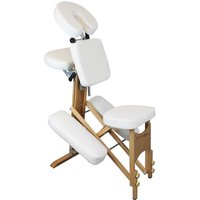 Portable Wood Massage Chair with Carrying Bag - White - Vivezen