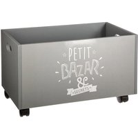 Coffre à Jouets à Roulettes Petit Bazar 48cm Gris