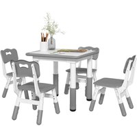 Ensemble 1 table et 4 chaises pour enfants AIYAPLAY hauteur réglable set de 5 pièces salle de jeux la chambre denfant gris