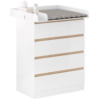 WOLTU Table à Langer Commode Bébé à Langer avec 4 Tiroirs en MDF et en Bois d’Ingénierie 80x75x1092cm Blanc WT008ws