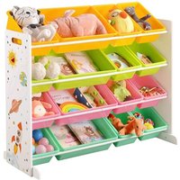 SONGMICS Meuble de rangement pour jouets denfants 106 x 265 x 78 cm 16 coffres amovibles GKR070W01