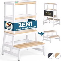 Tour dObservation Montessori Spielwerk® en Bois de pin Blanc pour Enfant Stable et Sécurisée avec Tableau noir - Dès 2 ans