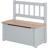 ROBA Banc Coffre à Jouets Woody pour Enfant - Meuble de Rangement en Bois 2 en 1 - Fermeture Douce - Taupe / Aspect Bois