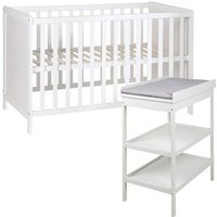 Chambre Bébé ROBA Style - Lit Cododo 60x120 + Table à Langer - Blanc/Gris argenté - Hauteur réglable