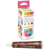 Colorants naturels pourpre-orange-bleu + 1 Stylo chocolat offert