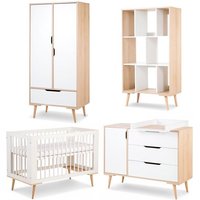 SOFIE Chambre bébé complète Commode à langer Armoire Bibliothèque et Lit 120X60 Blanc