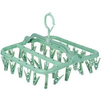 DAMILY® Étendoir à chaussettes 32 clip multi clip séchoir en plastique cintre monobloc vert