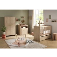 Chambre bébé trio - Lit 120 x 60 cm + Commode + Armoire 2 portes - Adele - Hêtre/crème - SAUTHON