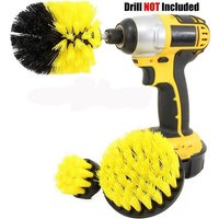 SuperLove® Set 3pcs Brosse Perceuse électrique Nettoyage JAUNE PR Salle De Bains Cuisine Ménage Outil Auto voiture Baignoire