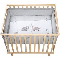 ROBA Parc Bébé Jumbotwins 75x100 cm + Tour de Parc de Protection et 4 Roues - Bois Naturel