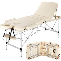 Yaheetech Table de Massage Pliante Professionnelle 3 Section 70 x 213 cm avec Cadre en Aluminium Hauteur Réglable