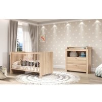 Chambre bébé Duo : Lit 70 x 140 cm + Commode à langer OLIVIA - Chêne - TREND TEAM