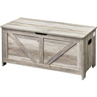 Coffre à Jouets en Bois pour Enfants-Duoku-Grande Boîte de Rangement-avec Couvercle Rabattable et Charnière de Sécurité- gris