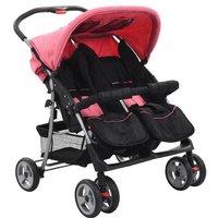 vidaXL Poussette à Deux Places Bébé Enfant Voiture Poussette Siège Poussette contre UV de 6 à 36 Mois Maximal de 15 kg 10155