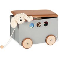 PINOLINO JIM COFFRE A JOUETS EN BOIS ET CUIR SYNTHETIQUE AVEC CORDON