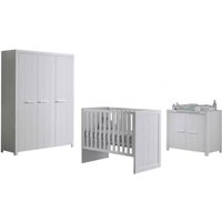 Ensemble de chambre de bébé Erik - Armoire à trois portes commode table à langer et lit bébé - MDF/blanc
