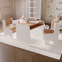 Ensemble de Table et 2 Chaises pour Enfants TIMI - blanc/chêne doré