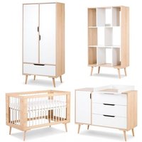 SOFIE Chambre bébé complète Commode à langer Armoire Bibliothèque et Lit 120X60 Hêtre