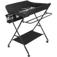 Table à langer pliante WISS - Noir - Pratique - Avec étagères et panier de rangement