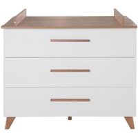 Commode à langer - ROBA - OLE - 3 tiroirs - Chêne foncé / blanc