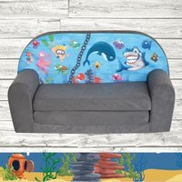 Canapé lit enfant Ocean II - FORTISLINE - Bleu - Enfant - Microfibre - Mixte