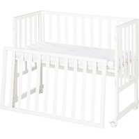 ROBA Berceau Cododo 3en1 Réglable safe asleep® 90 x 45 cm + Matelas + Barrière et 4 Roulettes avec Freins - Bois Laqué Blanc