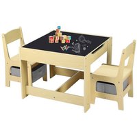 Ensemble Table et 2 Chaises pour Enfants Table de Dessin Enfant Double Face avec Boîtes de Rangement pour Manger Etudier etc