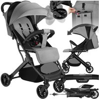 Poussette - TECTAKE - Poussette buggy FINN avec panier et harnais à 5 points frein et arceau de sécurité - Gris