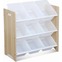 Meuble de rangement pour enfant Tobias 9 casiers Bois massif naturel blanc