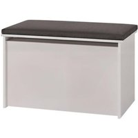 Coffre à Jouet DARIA - Assise Coussin Rembourré pour Enfants - Blanc - 73x42x40cm