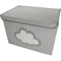 Boite de rangement coffre à jouets pour enfant avec couvercle - 50 x 35.5 x 35 cm - Gris Nuage - Monsieur Bébé