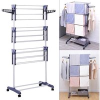 Séchoir à linge en acier étendoir pliable avec 3 étagères grande capacité 72 * 56 * 152cm