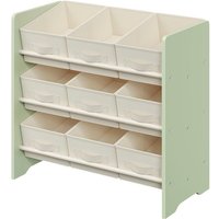 Organiseur de jouets étagère à jouets pour enfants avec 9 boîtes en tissu non tissé spacieux 295 x 625 x 60 cm vert