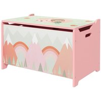 Boîte de rangement avec couvercle et charnière sécurisée coffre à jouets animal mignon rose grande capacité chambre enfant