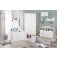 ROBA Chambre Bébè Complète Julia - Lit 70x140 + Commode à Langer + Armoire 3 Portes - Bicolore