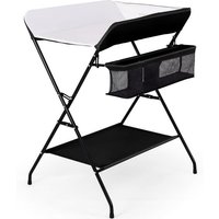 COSTWAY Table à Langer Pliante pour Bébé avec Panier de Rangement à Côté Structure en Fer Charge Max 10KG pour Nouveaux-Nés Noir