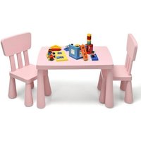 COSTWAY Table avec 2 Chaises pour Enfants 1-7 Ans Dossier Ergonomique Hauteur Scientifique pour Manger Dessiner Écrire Rose