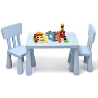 COSTWAY Table avec 2 Chaises pour Enfants 1-7 Ans Dossier Ergonomique Hauteur Scientifique pour Manger Dessiner Écrire Bleu