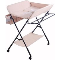 YONGSHIA 3 en 1 Table à Langer Pliable pour Bébé à Roulettes avec Panier de Rangement 3 Hauteur Réglable Structure solide en Fer