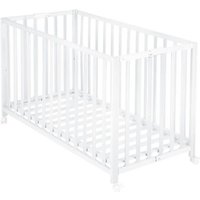 Lit bébé pliant - 60 x 120 cm - ROBA - FOLD UP - Roulettes - Blanc