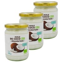 Lot 3x Huile de coco désodorisée BIO - Pot 456g