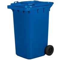 Poubelle 240L Bleu à roulettes avec roues en caoutchouc pleines pour les déchets et le recyclage Tri Selectif garage Haut XXL