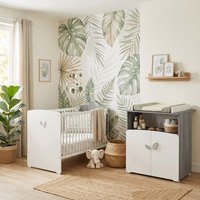 Chambre bébé duo Leaf: lit 120x60 commode à langer - Babyprice - Blanc