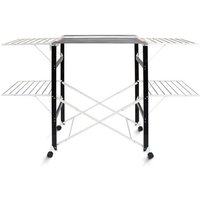 Etendoir à Linge Pliant, Etendage à Linge Pliable, 174 x 105 x 84 cm, Noir/Blanc, Matériau:  Acier inoxydable, Plastique ABS