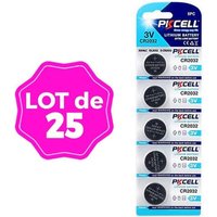 Pack de 5 paquets de 5 piles bouton CR2032 au lithium PKCell