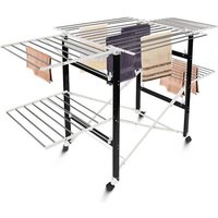 Etendage à Linge Pliable, Etendoir à Linge Pliant, 174 x 105 x 84 cm, Noir/Blanc, Matériau:  Plastique ABS, Acier inoxydable