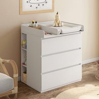 IDMARKET Commode à langer évolutive AMBRE blanc 3 tiroirs table à langer et 2 étagères amovibles